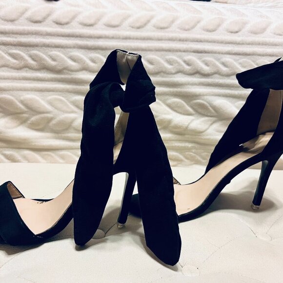 Black Ankle Wrap Stilettos - Picture 6 of 8